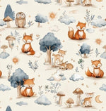 nursery fox Fabric - Watercolor  - Baby Animals Barnyard Watercolor Fabric animals fabric by the yard-meter Boy & Girl  fabric