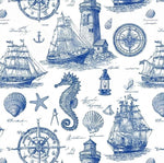 sea pattern, ocean Print Fabric by the Yard, Retro Lettering Polyester Cloth for Sewing, News Textile for DIY Crafts, Antique Style