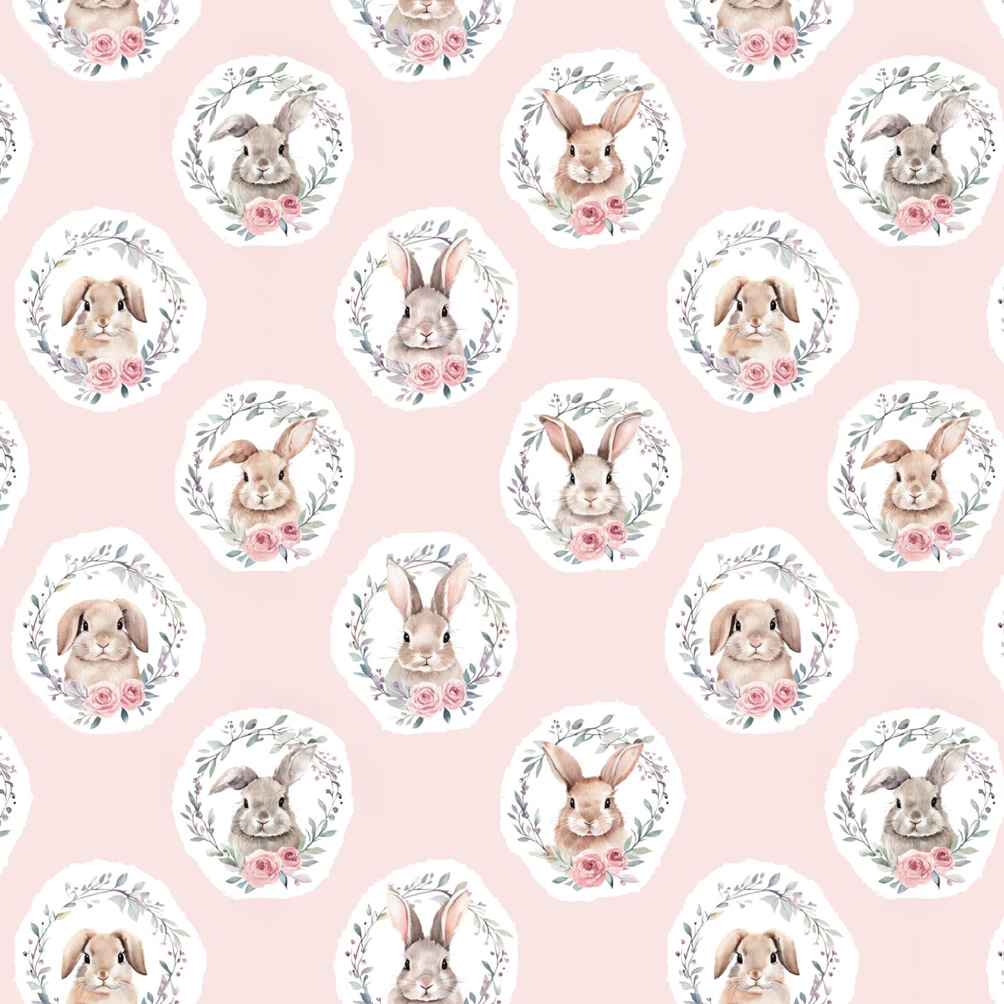 bunny pink Nursery Nature Woodland watercolor Animals Baby Friends
