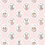 bunny pink Nursery Nature Woodland watercolor Animals Baby Friends