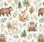 Fabric in Cute Autumn Forest Nursery Nature Woodland watercolor Animals Baby Friends
