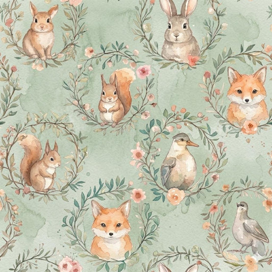 wood land animal Printed Fabric, Suitable for All Kinds of Clothing, Bag Linings, Sofa Covers, Headscarves