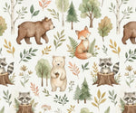 Fabric in Cute Autumn Forest Nursery Nature Woodland watercolor Animals Baby Friends