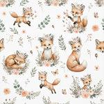baby fox Nursery Fabric by Yard, Watercolor baby crocodile, Kids Sewing Cloth.