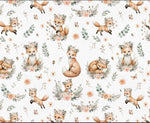 baby fox Nursery Fabric by Yard, Watercolor baby crocodile, Kids Sewing Cloth.