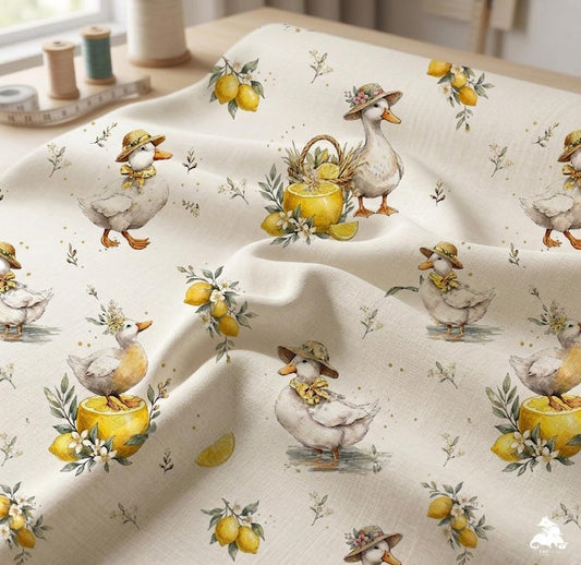 ducks Animals Fabric, Watercolortextile, Baby Nursery Textile (Yard)