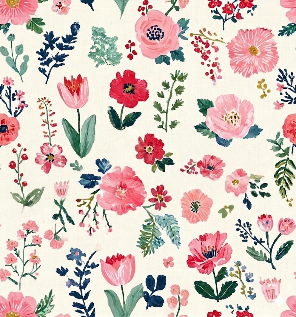 Floral  Fabric, Watercolor textile, Baby Nursery Textile (Yard)