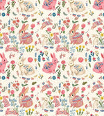 pink rabbit Nursery Nature Woodland watercolor Animals Baby Friends