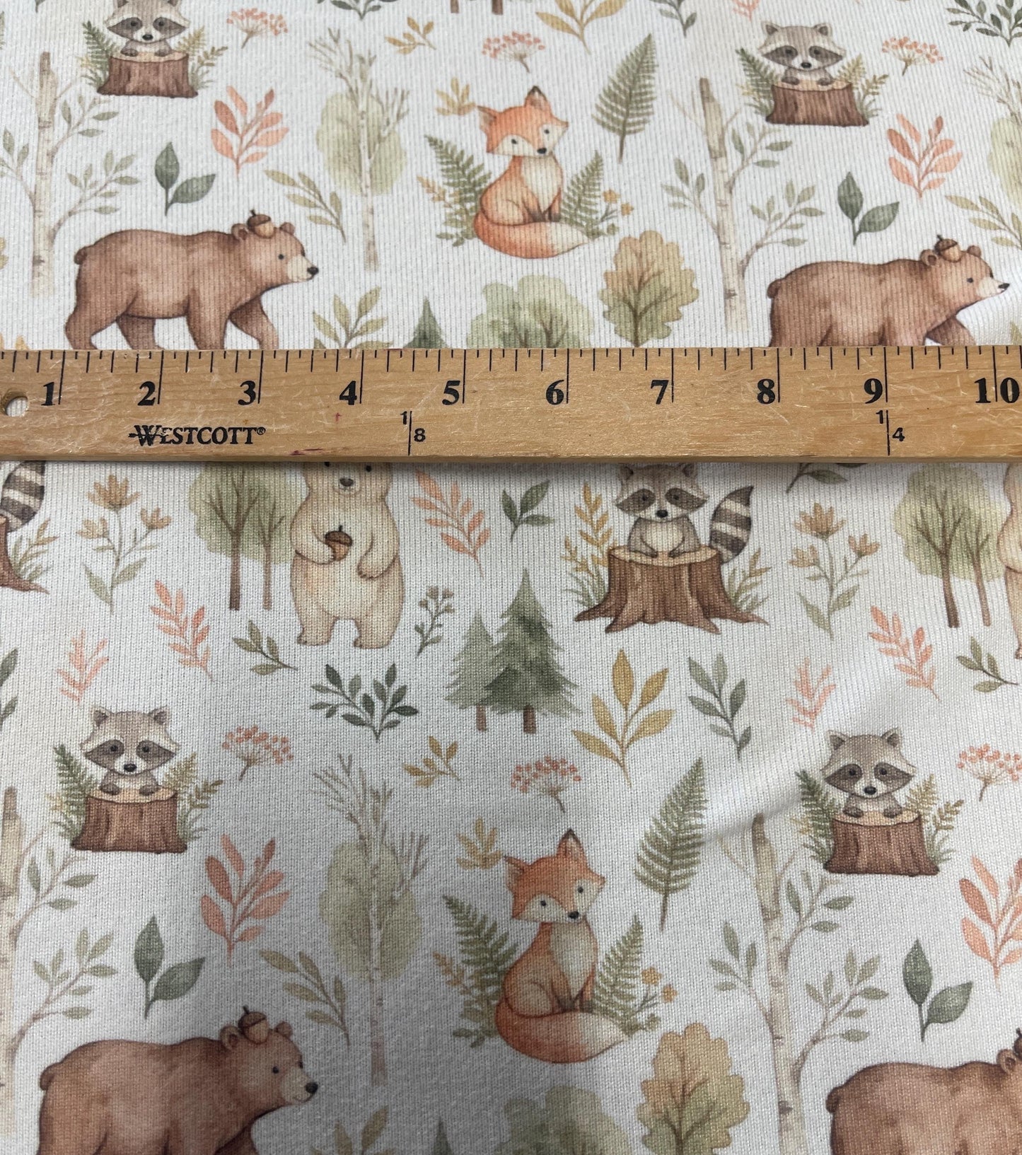 Fabric in Cute Autumn Forest Nursery Nature Woodland watercolor Animals Baby Friends