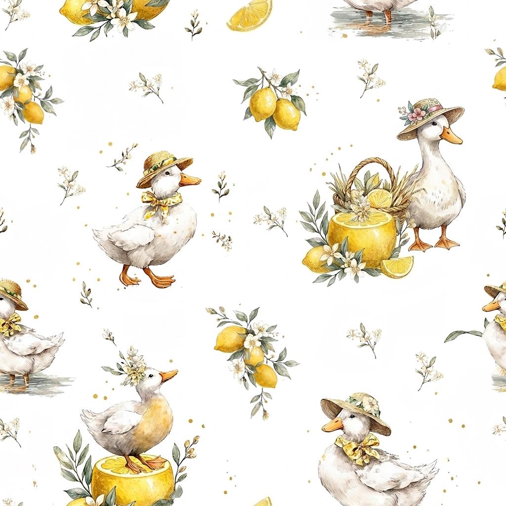ducks Animals Fabric, Watercolortextile, Baby Nursery Textile (Yard)
