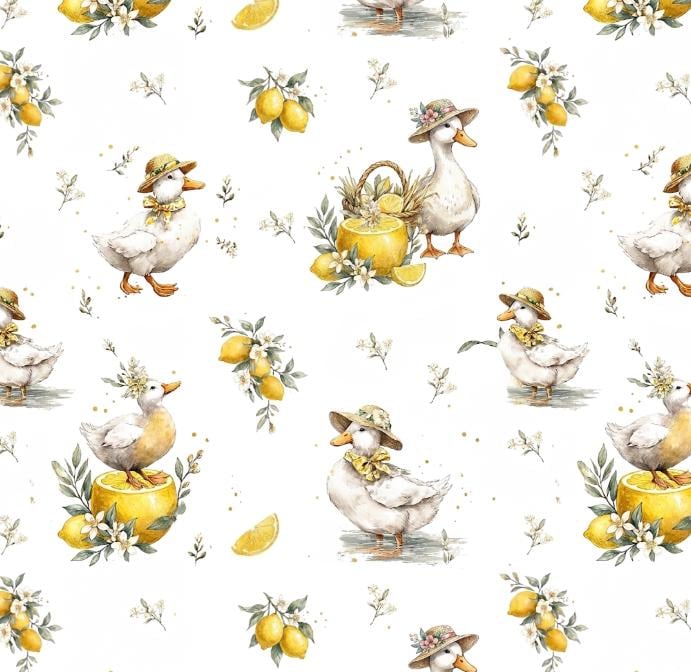 ducks Animals Fabric, Watercolortextile, Baby Nursery Textile (Yard)