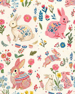 pink rabbit Nursery Nature Woodland watercolor Animals Baby Friends