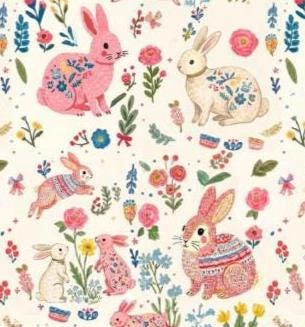 pink rabbit Nursery Nature Woodland watercolor Animals Baby Friends